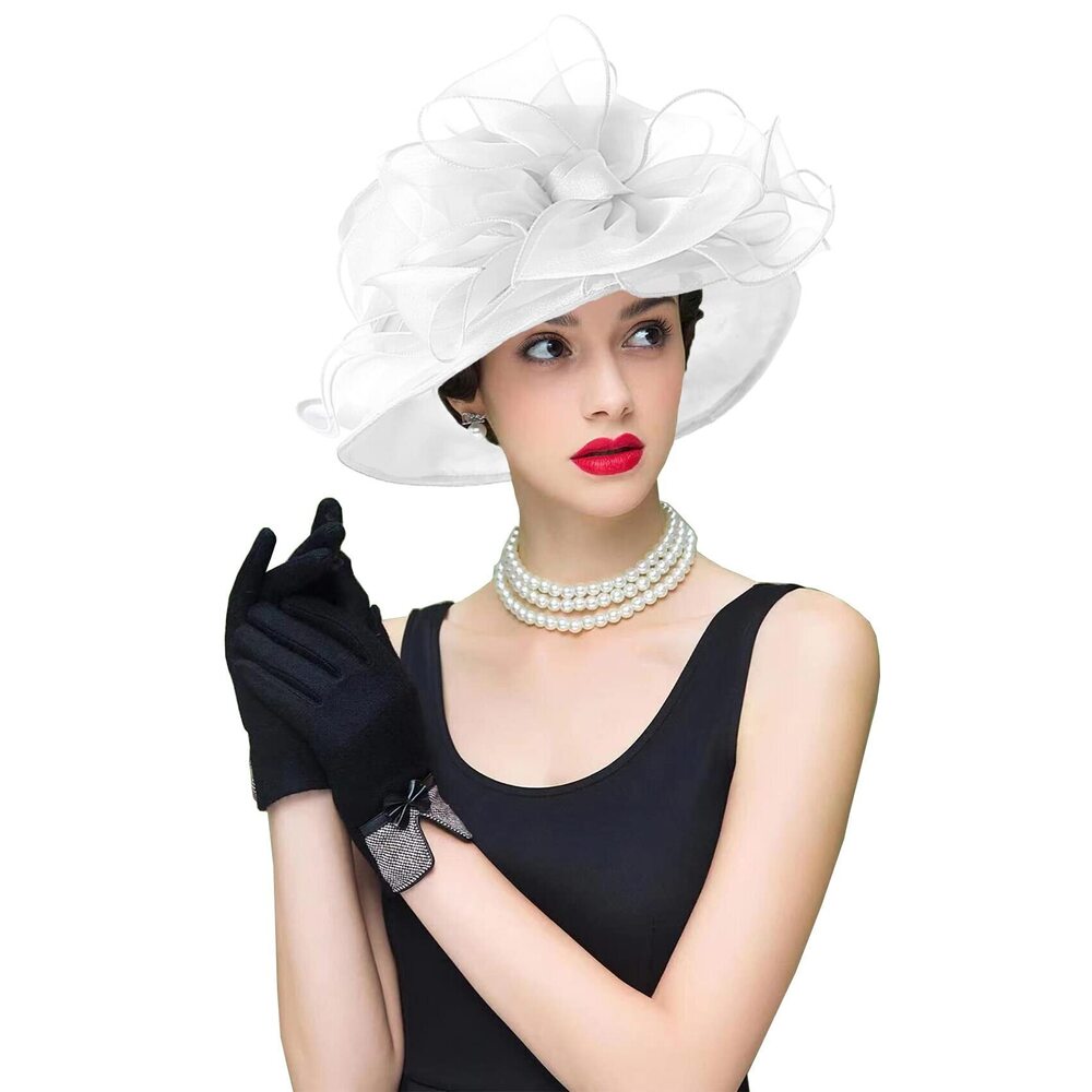 4188 Women's Organza Cloche Bowler Hat Derby Fascinator For Tea Party